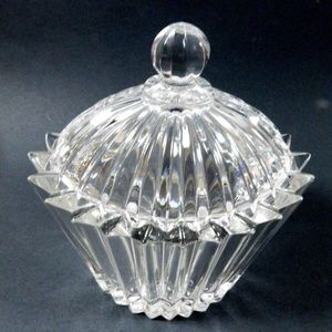 Mikasa Diamond Fire Clear Crystal Oval Covered Bowl Trinket Box